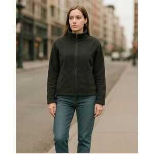 Akwa Sport Black Full Zip Fleece Jacket S Streetwear Normcore Y2K Outdoor Vibes